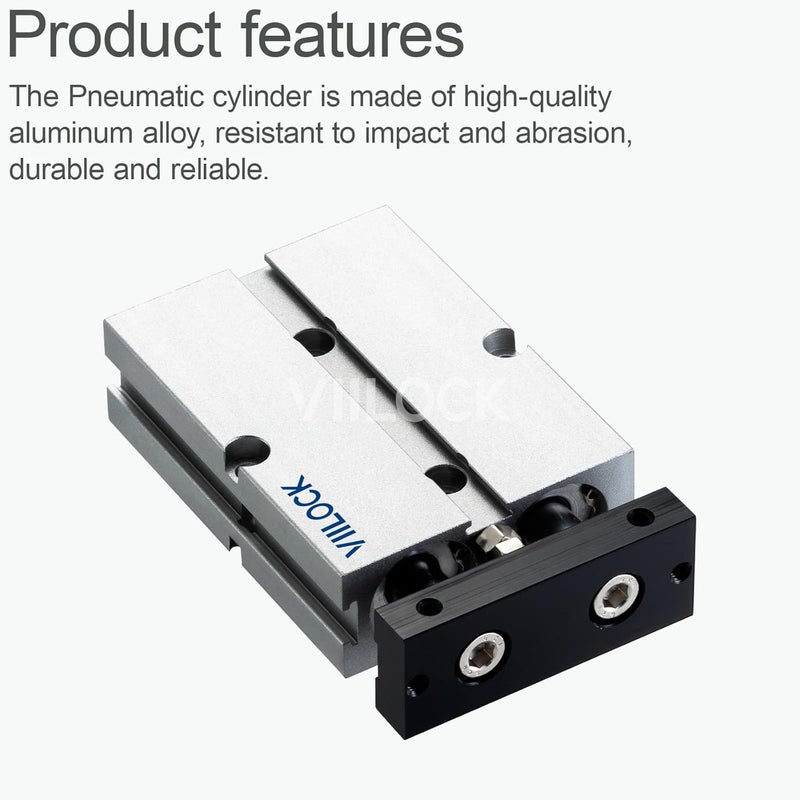 VIILOCK Pneumatic Air Cylinder 20mm Bore 25mm Stroke, Small Air Cylinder Double Rod Double Action TN20x25 - Image 2